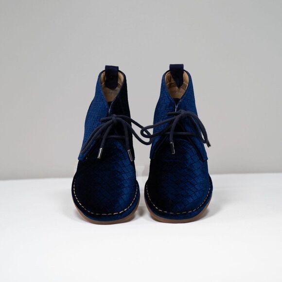 Hush Puppies Cyra Catelyn Navy Velvet Chukka Lace-up Ankle Booties Size 7 - Picture 5 of 9